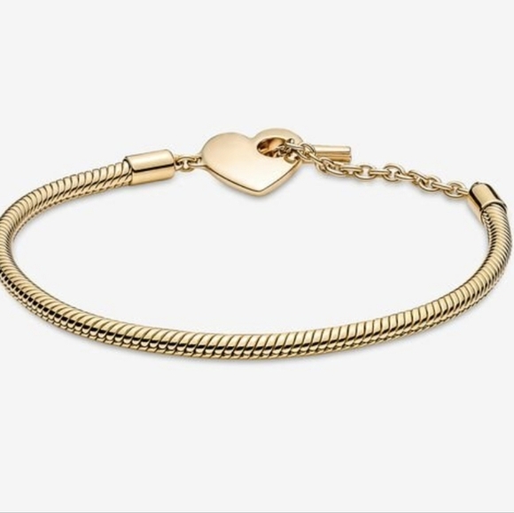 Pandora Moments Heart T-Bar Snake Chain Bracelet - Picture 10 of 11